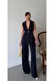 Women's Majeste Navy Blue Blazer Vest Wide Leg Pants Suit