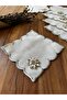 6 Pieces of Silver Stone Dome Embroidered Cocktail Presentation Napkins - 3