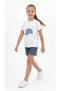 Onlytoday Printed Stoned Girls' T-Shirt and Denim Shorts Set - 3