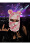 Plush Teddy Bear Balaclava Mask Pink White Soft Winter Beanie