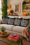 Black Background Home Sweet Home Written Modern 4-Piece Throw Pillow Cover