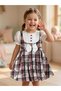 Retro Patterned Short Sleeve Bow Children's Dress