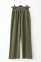 Khaki Pocketed Elastic and Tie-Waist Wide Leg Casual Muslin Woven Trousers 96 60 - 6
