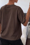 Women's T-Shirt Brown Crew Neck Basic T-Shirt 100% Cotton Comfortable Fit T-Shirt - 3