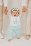 Baby Girl 3-Piece Set Teddy Bear Embroidered Bandana Top and Bottom Set 0 3 6 9 Months - 2