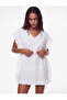 Cotton Tie Detail V-Neck Ruffle Poncho Beach Dress