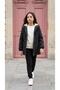 Girl's Hooded Pocketed Drawstring Waist Bondik Fabric Winter Coat Km4018 - 3