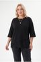 Women's Black Large Size Crew Neck Tulle Detailed Half Sleeve T-Shirt Hzl26S-Zss19521