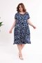 Women's Navy Blue Tiger Pattern Loose Dress with Pockets, Compatible with Standard Sizes 42-54, Flexible Dress - 3