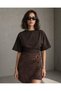 Women's Brown Floral Jacquard Mini Skirt - 4