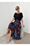 Buketli̇ Women's Woven Viscose Top with Short Sleeves and Blouse, Rope Strap Patterned Loose Long Dress - 5