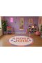 "Aura" Series - Amour Joie Written Retro Round Cream Purple Pastel Woven Base Decorative Carpet Aura26 - 3