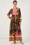 Women's Shirt Collar, Gathered Waist, Floral Patterned Viscose Yellow Hijab Dress - 4