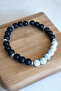 Patterned Turquoise Stone Matte Onyx Stone Men's and Women's Bracelet - 2