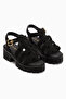 Carmina Black Thick Sole Women's Sandals with Knitted Detail - 4
