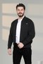 Anthracite Men's Dad and Middle-Aged Knitwear Steel Knit Lined Plain Acrylic Zipper Pocket Dad Cardigan - 5
