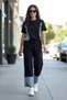 Daisy Jeans Detailed Cuffed Trousers T-Shirt Double Bottom Top Set New Season - 2