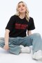 Text Printed 24/1 Black 100% Cotton Oversize Tshirt - 6