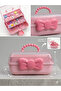 Children's Makeup & Jewelry Organizer Pink Multi-Compartment Portable Box 27X15X15 cm - 6