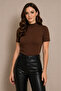 Women's 4-Piece Half Turtleneck Badi Short Sleeve Lycra Basic Bodysuit - 4
