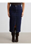 Slim Fit Slit Jean Skirt - 2