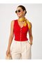 Women's V-Neck Detailed Metal Button Premium Yarn Camisole Knitwear Vest 12052