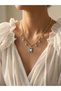 Baget Model Zircon Stone Gold Turquoise Colored Steel Necklace