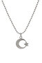 Moon Star Necklace Turkey Symbol Pendant - Silver Color with Ball Chain - 2