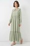 Women's Bebe Collar Viscose Green Hijab Dress - 3