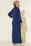 Women's Turtleneck Long Knitwear Navy Blue Hijab Dress - 2