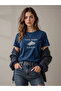 Make Turks Göktürk Again Wolf Figured Printed Navy Blue Unisex 100% Cotton T-Shirt - 4
