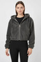 Women's Hooded Crop Plush Anthracite Jacket