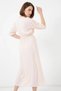 Women's V-Neck Gathered Waist Viscose Powder Dress - 5
