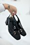 Rodda Women's Straw Heeled Shoes Black - 4