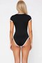 Women's Swimsuit Ribbed Short Sleeve Round Neck Button Detailed Contrast Piping Regular Fit Knitted Stylish - 5