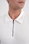 Comfort Fit Cotton Zippered Polo Collar Long Sleeve Ecru T-Shirt Ts 919 - 5