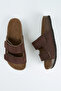 Vega Men's Vegan Leather Double-Strap Velcro Brown Slippers - 4