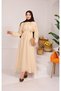 Front Ruffled Lace Detailed Hijab Dress Beige - 4