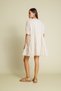 Süzeneli Embroidery Detailed V-Neck Balloon Sleeve Mini Dress Natural - 4