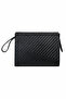 Zyn10 Women's Black Knitted Pattern Portfolio Handbag Stylish Portfolio Clutch Bag with Wrist Strap
