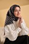 وشاح حرير تويلي بسلسلة أسود - أبيض - 4