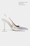 Gloria Silver Patent Leather Belt Detail Pointed Toe Women's Heeled Shoes - 2