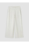 Beige Elastic Waist Modal Blend Women's Trousers - 2