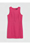 Fuchsia Crew Neck Linen Mini Dress - 3