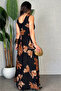 Women's New Season Floral Patterned Slit V-Neck Single Jersey Maxi Length Dress - 3