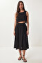 Muslin Blouse Skirt Set Lax0012 Black