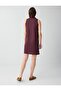 Burgundy Polo Collar Sleeveless Jacquard Dress - 5