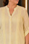 Plus Size Notched Collar Buttoned Tencel Fabric Comfortable Fit Women's Shirt
