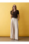72701 Wide Leg Trousers with Pen Detail - Beige