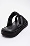 Men's Cross-Strapped Slippers Real Leather Dc 1143 Black - 4